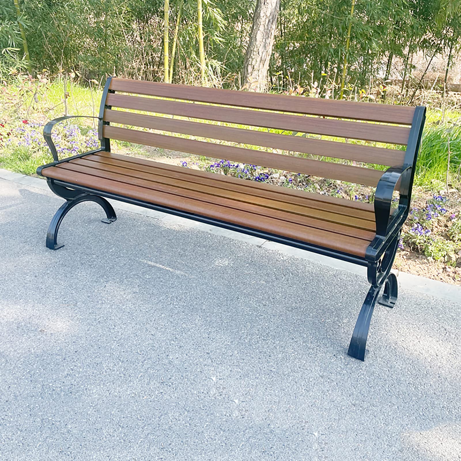 ガーデンベンチ 屋外 木製公園ベンチ ガーデンチェアベンチ 庭のベンチ パークベンチ ガーデン木製ベンチ ベンチチェア 屋外 バルコニーベンチ 玄関台  チェア ベンチ 120cm 亜鉛合金-3